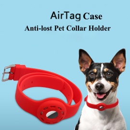 Adjustable Dog Pet Collar Strap with AirTag Tracker Case